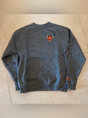 Teton Gravity Research Crewneck Sweatshirt with Colorful Bull Skull Embroidery